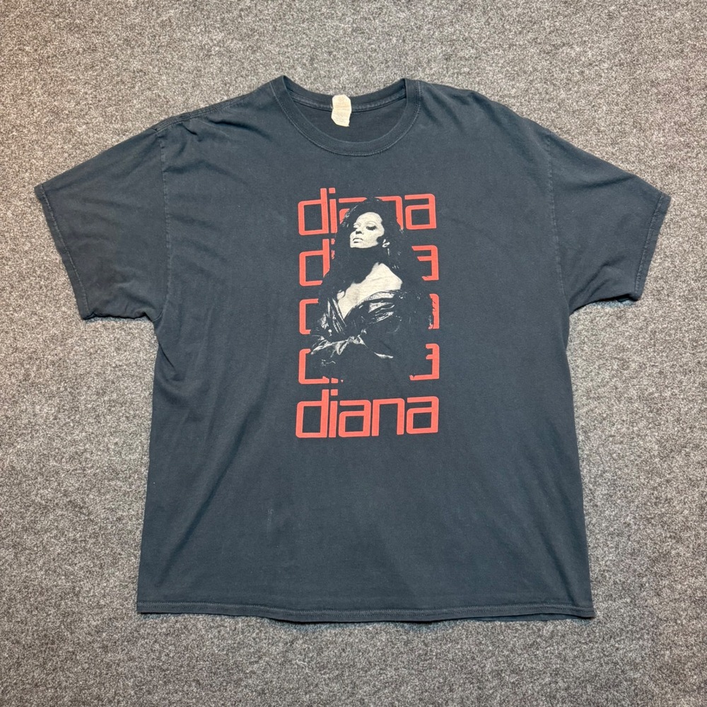 Gildan Diana Ross Graphic T-Shirt Mens 2XL Black Red Motown Music Tee